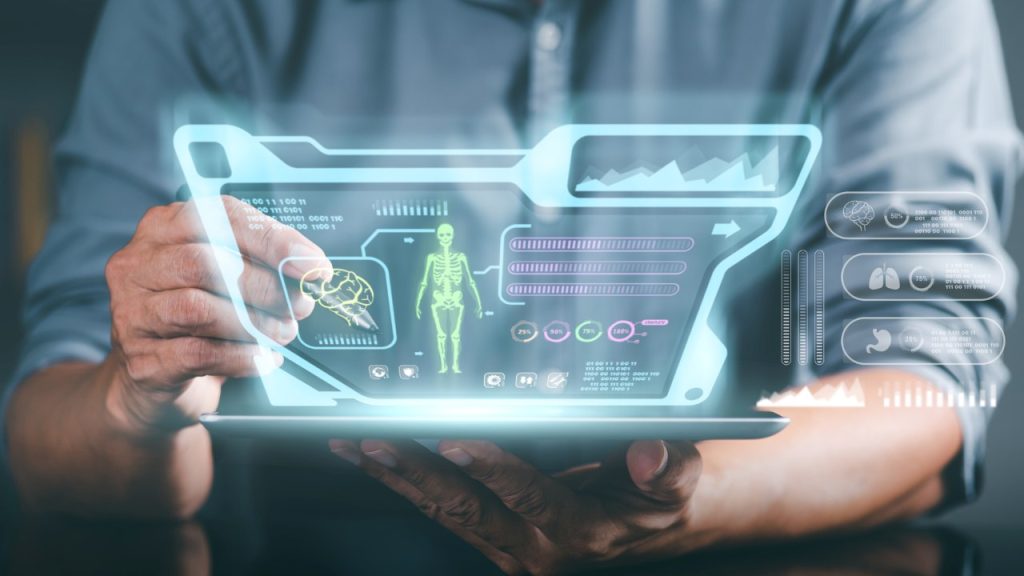 medical treatment icons on virtual screen interface